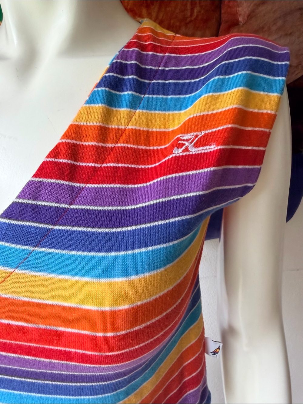 Vintage HOBIE RAINBOW CROP TOP 1970s 1980s Surfer Girl SMALL Junior Pride Stripe